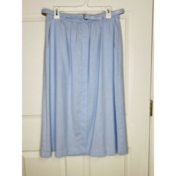 Vintage JBJ Sportswear Blue Long Skirt Suit Sz 16? Belt & 2 Pockets USA *Flaw* - Picture 7 of 10